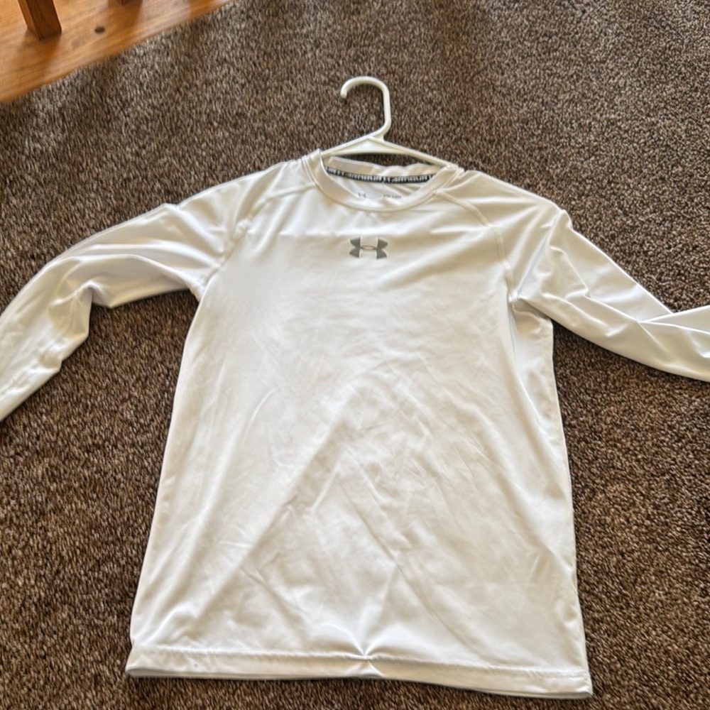 Under Armour White Kids Long Sleeve running shirt